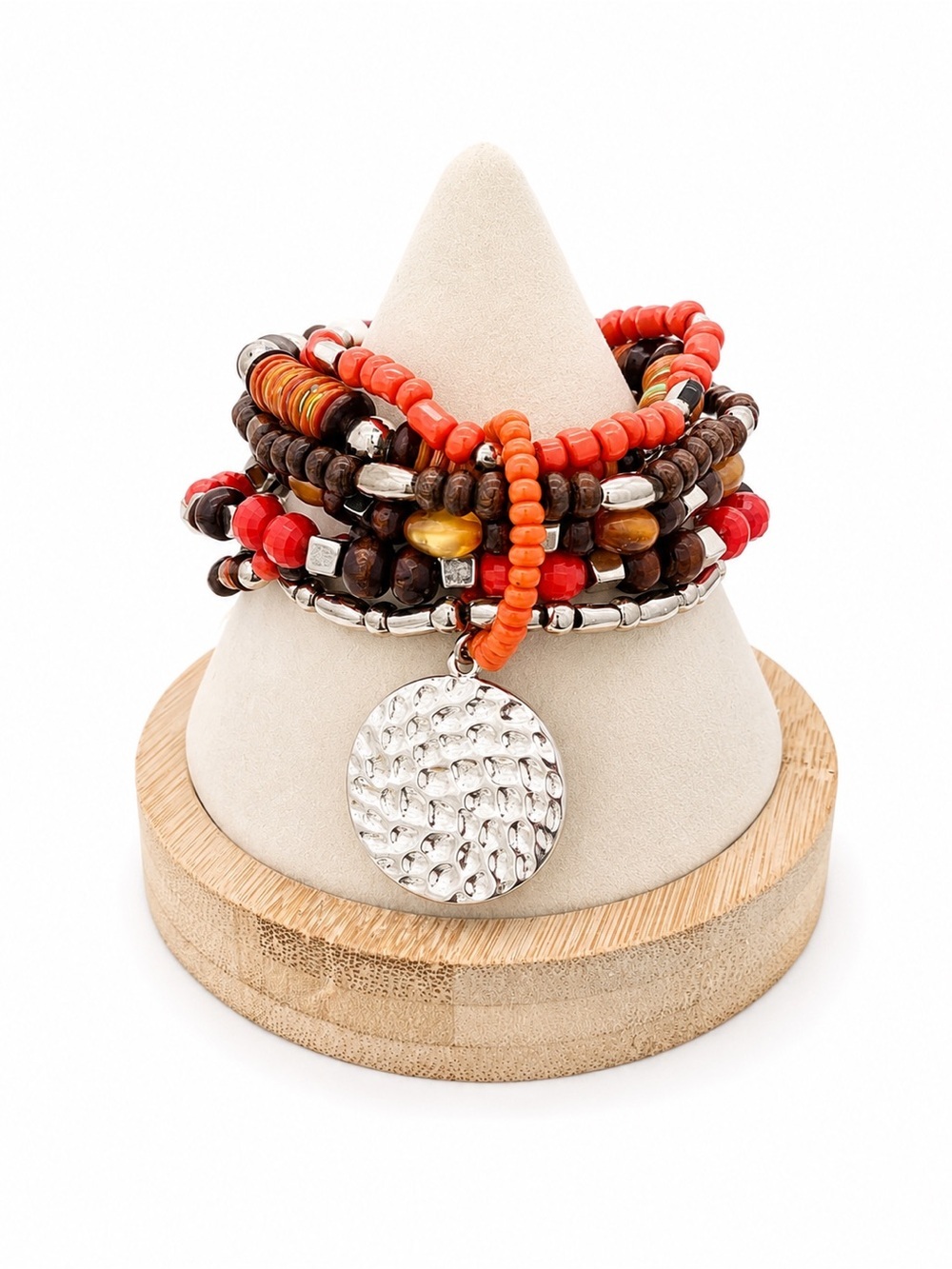 Erica Lyons Multi Strand Stretch Bracelet Boho Beaded Charm NWT Gift